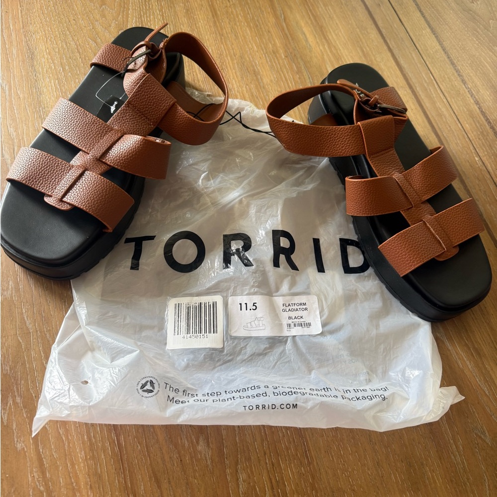 Women’s 11.5 wide Torrid Brown Strappy Platform Gladiator Sandals